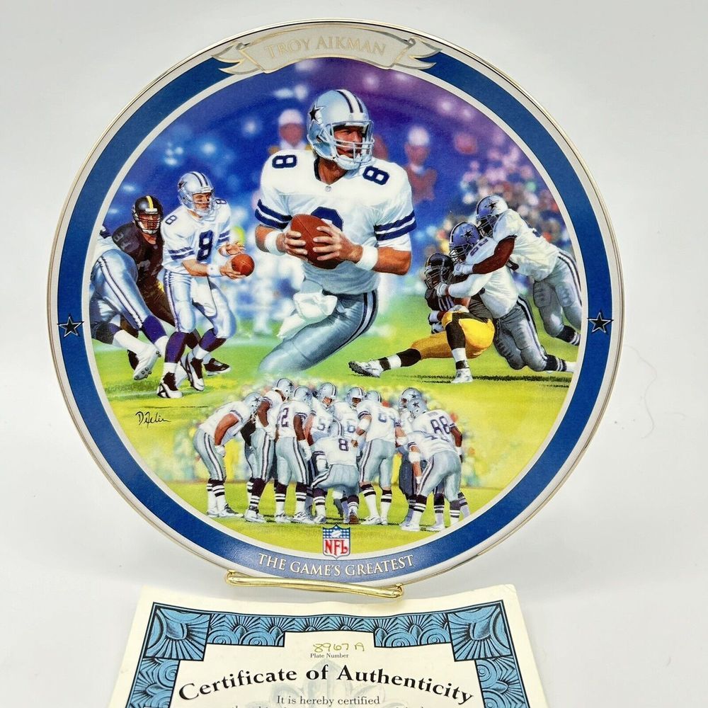 Troy Aikman Dallas Cowboys Collector Plate Game's Greatest First Issue 8967A